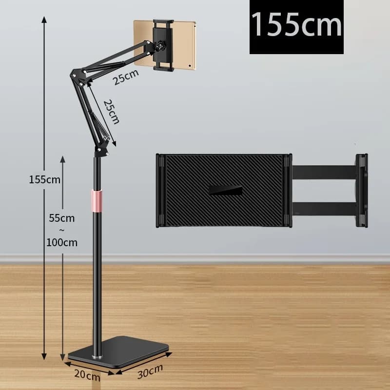 Universal Floor Tablet Stand (4–11 inch, Alloy, Black)
