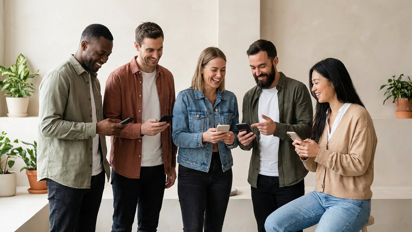 Diverse group of adults engaging in positive conversation about health and wellness