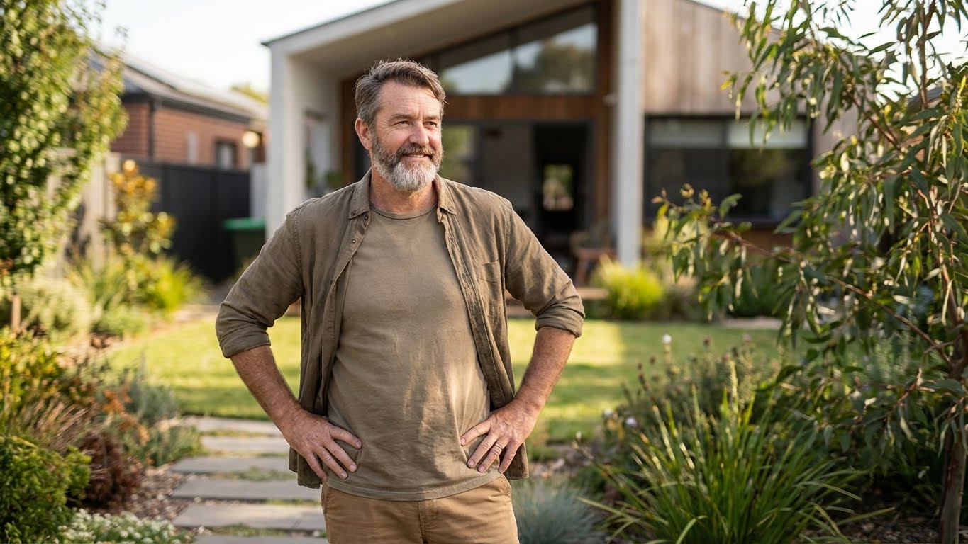 A calm, modern home exterior with a well-maintained yard, representing responsible home ownership