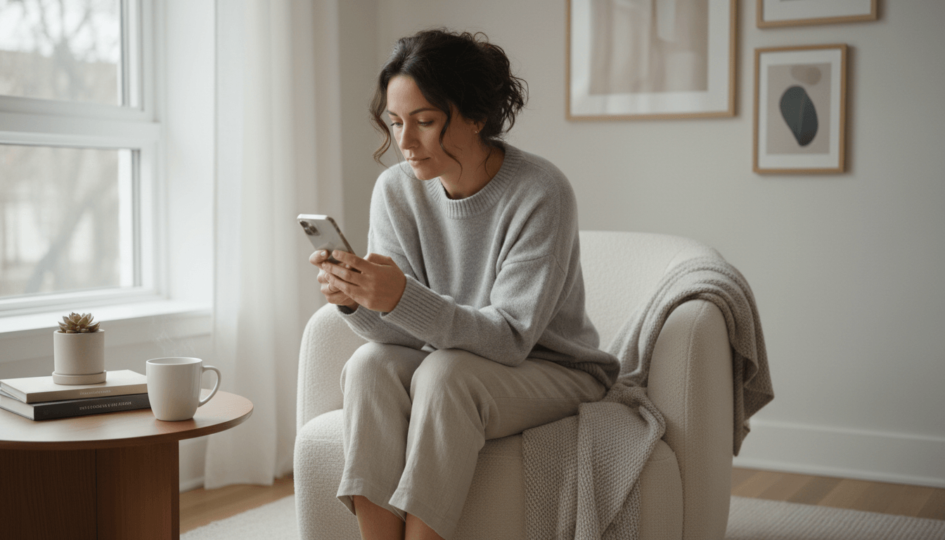 A person enjoying a calm, modern lifestyle while working on a laptop