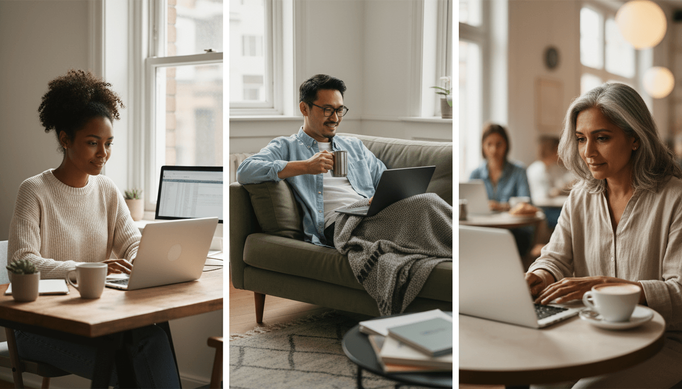 Diverse group of people collaborating and working on different digital projects