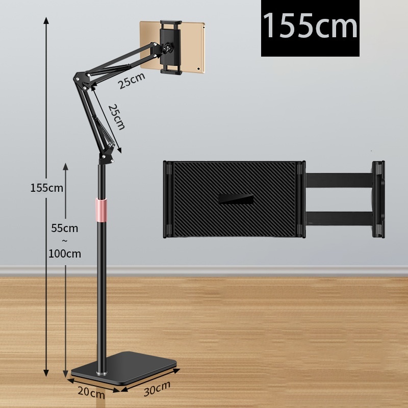 Universal Floor Tablet Stand (4–11 inch, Alloy, Black) - Image 3