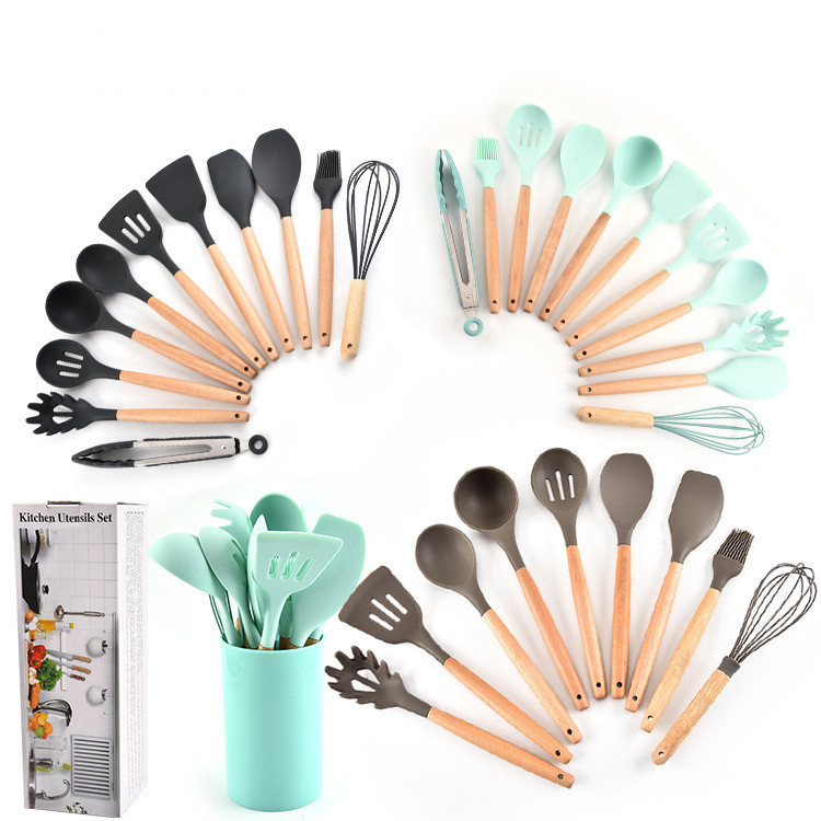 Premium 11-Piece Silicone & Wood Kitchen Utensil Set - Image 2