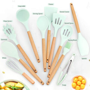 Premium 11-Piece Silicone & Wood Kitchen Utensil Set